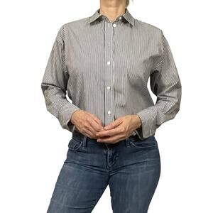 J.Crew Navy Stripe Cotton Poplin Button Down Shirt Women’s 4